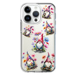 Apple iPhone 14 Pro Cute Pink Purple Cosmos Flowers Gnomes Spring Floral Double Layer Phone Case Cover