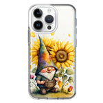 Apple iPhone 14 Pro Cute Gnome Sunflowers Clear Hybrid Protective Phone Case Cover