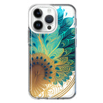 Apple iPhone 14 Pro Mandala Geometry Abstract Peacock Feather Pattern Hybrid Protective Phone Case Cover