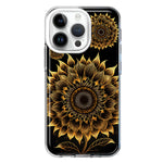 Apple iPhone 14 Pro Mandala Geometry Abstract Sunflowers Pattern Hybrid Protective Phone Case Cover