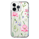 Apple iPhone 15 Pro Spring Pastel Wild Flowers Summer Classy Elegant Beautiful Hybrid Protective Phone Case Cover