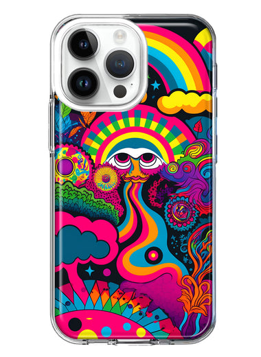 Apple iPhone 15 Pro Psychedelic Trippy Hippie Night Walk Hybrid Protective Phone Case Cover