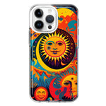 Apple iPhone 14 Pro Max Neon Rainbow Psychedelic Indie Hippie Sun Moon Hybrid Protective Phone Case Cover