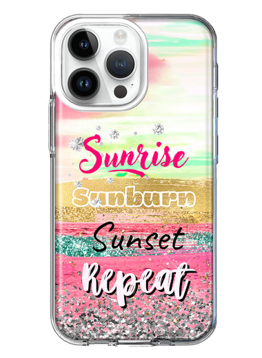 Apple iPhone 15 Pro Summer Brush Strokes Sunrise Sunburn Sunset Repeat Hybrid Protective Phone Case Cover