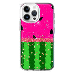 Apple iPhone 14 Pro Max Summer Watermelon Sugar Vacation Tropical Fruit Pink Green Hybrid Protective Phone Case Cover