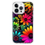 Apple iPhone 15 Pro Max Neon Rainbow Glow Colorful Abstract Flowers Floral Hybrid Protective Phone Case Cover