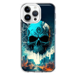 Apple iPhone 15 Pro Blue Apocalypse Cyberpunk Skull Feather Double Layer Phone Case Cover