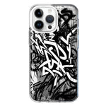 Apple iPhone 14 Pro Max Black White Urban Graffiti Hybrid Protective Phone Case Cover