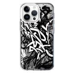 Apple iPhone 15 Pro Max Black White Urban Graffiti Hybrid Protective Phone Case Cover