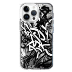 Apple iPhone 15 Pro Black White Urban Graffiti Hybrid Protective Phone Case Cover