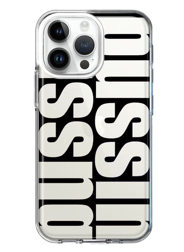 Apple iPhone 15 Pro Max Black Clear Funny Text Quote Bussin Hybrid Protective Phone Case Cover