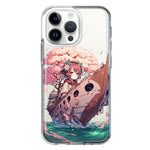 Apple iPhone 15 Pro Max Kawaii Manga Pink Cherry Blossom Japanese Girl Boat Hybrid Protective Phone Case Cover