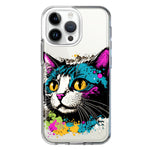 Apple iPhone 15 Pro Max Cool Cat Oil Paint Pop Art Hybrid Protective Phone Case Cover