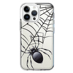 Apple iPhone 15 Pro Max Creepy Black Spider Web Halloween Horror Spooky Hybrid Protective Phone Case Cover