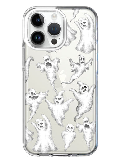 Apple iPhone 15 Pro Max Cute Halloween Spooky Floating Ghosts Horror Scary Hybrid Protective Phone Case Cover