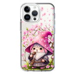 Apple iPhone 15 Pro Cute Pink Cherry Blossom Gnome Spring Floral Flowers Double Layer Phone Case Cover