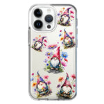 Apple iPhone 14 Pro Max Cute Pink Purple Cosmos Flowers Gnomes Spring Floral Double Layer Phone Case Cover