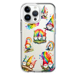Apple iPhone 15 Pro Colorful Neon Glow Rainbow Gnomes Painting Hybrid Protective Phone Case Cover