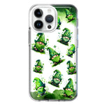 Apple iPhone 15 Pro Max Gnomes Shamrock Lucky Green Clover St. Patrick Hybrid Protective Phone Case Cover