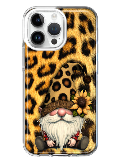 Apple iPhone 14 Pro Max Gnome Sunflower Leopard Hybrid Protective Phone Case Cover