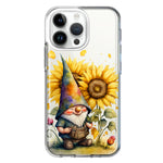 Apple iPhone 15 Pro Cute Gnome Sunflowers Clear Hybrid Protective Phone Case Cover