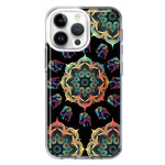 Apple iPhone 14 Pro Max Mandala Geometry Abstract Elephant Pattern Hybrid Protective Phone Case Cover