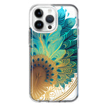 Apple iPhone 15 Pro Max Mandala Geometry Abstract Peacock Feather Pattern Hybrid Protective Phone Case Cover