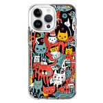 Apple iPhone 15 Pro Max Psychedelic Cute Cats Friends Pop Art Hybrid Protective Phone Case Cover