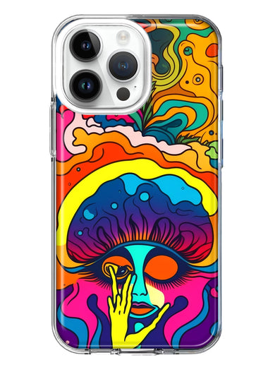 Apple iPhone 15 Pro Max Neon Rainbow Psychedelic Trippy Hippie Big Brain Hybrid Protective Phone Case Cover