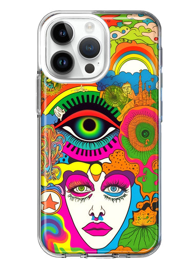 Apple iPhone 14 Pro Max Neon Rainbow Psychedelic Trippy Hippie DaydreamHybrid Protective Phone Case Cover