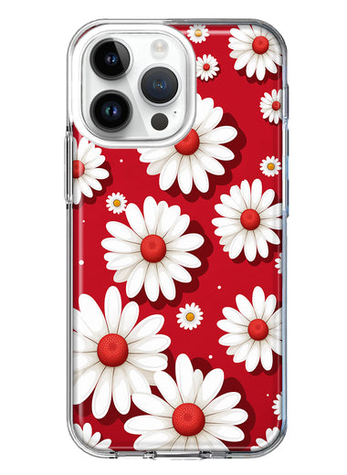 Apple iPhone 15 Pro Max Cute White Red Daisies Polkadots Double Layer Phone Case Cover