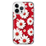 Apple iPhone 15 Pro Max Cute White Red Daisies Polkadots Double Layer Phone Case Cover