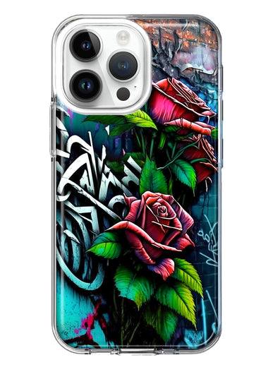 Apple iPhone 14 Pro Max Red Roses Graffiti Painting Art Hybrid Protective Phone Case Cover