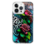 Apple iPhone 15 Pro Max Red Roses Graffiti Painting Art Hybrid Protective Phone Case Cover