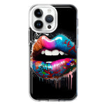 Apple iPhone 15 Pro Max Colorful Lip Graffiti Painting Art Hybrid Protective Phone Case Cover