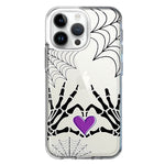 Apple iPhone 15 Pro Max Halloween Skeleton Heart Hands Spooky Spider Web Hybrid Protective Phone Case Cover