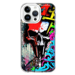 Apple iPhone 15 Pro Max Skull Face Graffiti Painting Art Hybrid Protective Phone Case Cover