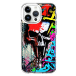 Apple iPhone 15 Pro Skull Face Graffiti Painting Art Hybrid Protective Phone Case Cover