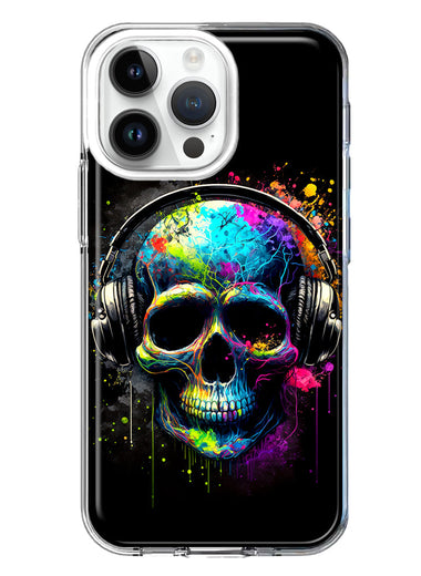 Apple iPhone 15 Pro Fantasy Skull Headphone Colorful Pop Art Hybrid Protective Phone Case Cover
