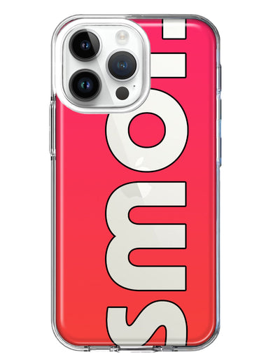 Apple iPhone 15 Pro Red Pink Clear Funny Text Quote Smol Hybrid Protective Phone Case Cover