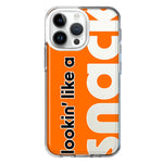 Apple iPhone 15 Pro Orange Clear Funny Text Quote Snack Hybrid Protective Phone Case Cover