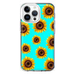 Apple iPhone 15 Pro Max Yellow Sunflowers Polkadot on Turquoise Teal Double Layer Phone Case Cover