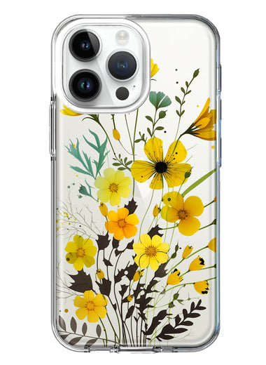 Apple iPhone 15 Pro Yellow Summer Flowers Floral Hybrid Protective Phone Case Cover