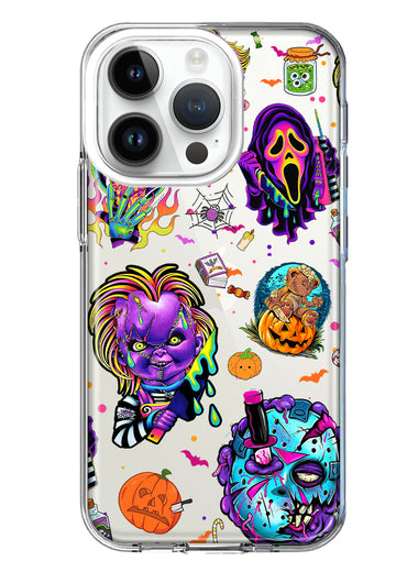 Apple iPhone 14 Pro Cute Halloween Spooky Horror Scary Neon Characters Hybrid Protective Phone Case Cover