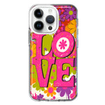 Apple iPhone 14 Pro Pink Daisy Love Graffiti Painting Art Hybrid Protective Phone Case Cover