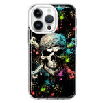 Apple iPhone 14 Pro Fantasy Paint Splash Pirate Skull Hybrid Protective Phone Case Cover