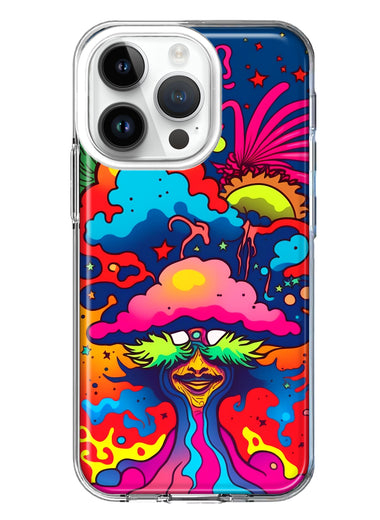 Apple iPhone 14 Pro Neon Rainbow Psychedelic Trippy Hippie Bomb Star Dream Hybrid Protective Phone Case Cover