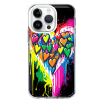 Apple iPhone 14 Pro Colorful Rainbow Hearts Love Graffiti Painting Hybrid Protective Phone Case Cover