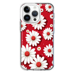 Apple iPhone 14 Pro Cute White Red Daisies Polkadots Double Layer Phone Case Cover