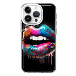 Apple iPhone 14 Pro Colorful Lip Graffiti Painting Art Hybrid Protective Phone Case Cover